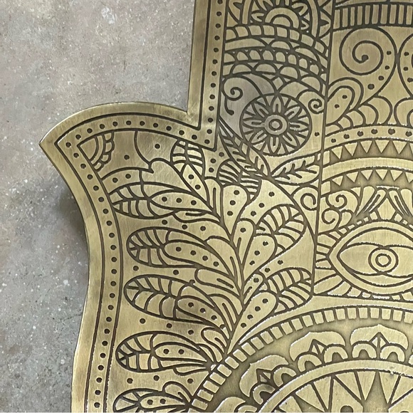 BOHO HAMSA HAND Metal Decorative Tray Catchall Fruit Tray Handcrafted in India - Picture 9 of 17